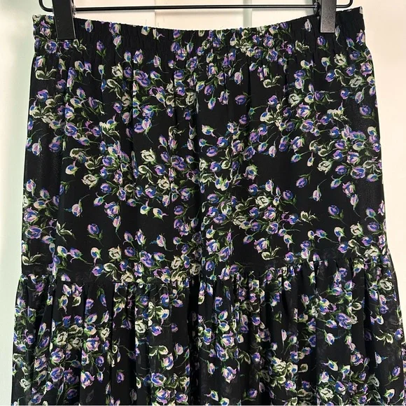 Mango Matching Set! XS/S Maxi Skirt + Blouse- Black Tiered- Purple Floral Print - Picture 9 of 14